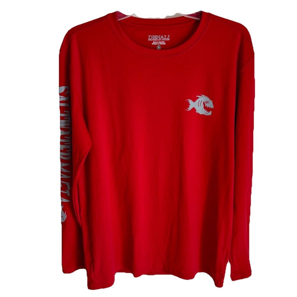Denali Performance Saltwater Mafia Shirt Men's Red Small Dead Bait Graphic Skull